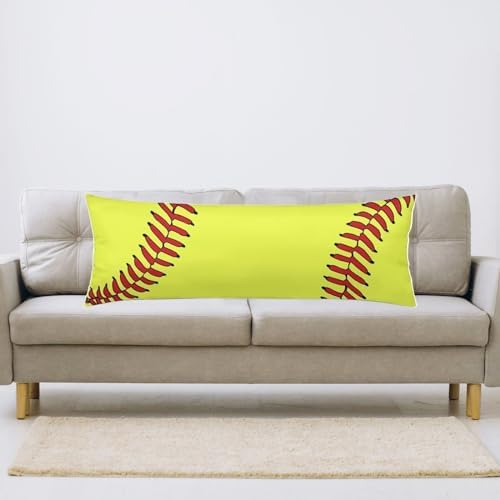 Sport Theme Body Pillow Cover Sports Yellow and Red Baseball Laces Softball - Image 5