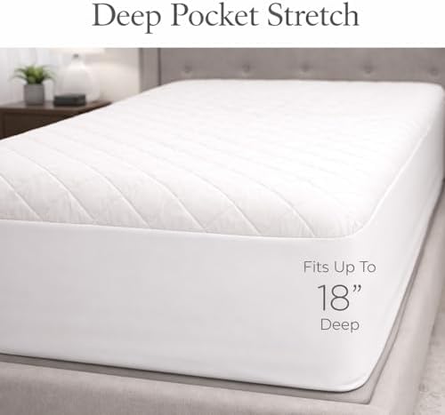 Continental Bedding Harmony Collection Quilted Mattress Pad 100% Cotton Top - Image 4