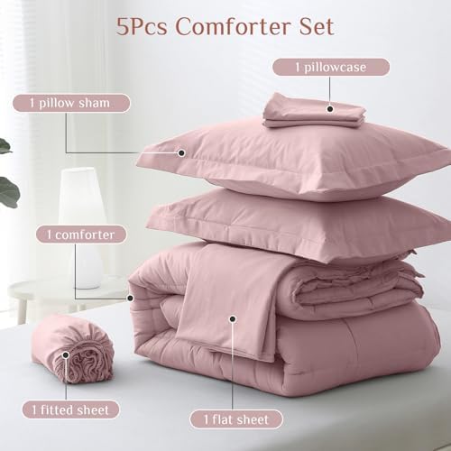 JOLLYVOGUE Twin Comforter Set, Ultra-Soft Bed in a Bag Twin Size 5 Pieces - Image 5