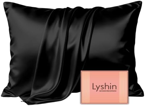 LYSHIN Black Silk Pillowcase Standard Size by LYSHINSILKPILLOWCASES