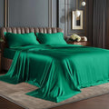 BEDELITE Satin Sheets King Size Bed Set, Dark Green, 4 Pieces by BEDELITE