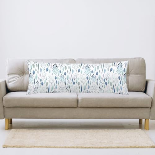 Eucalyptus Leaf Body Pillow Cover White and Blue Long Pillow Case - Image 4