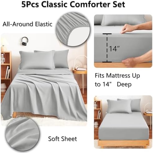 CozyLux Twin XL Comforter Set 68"x88" Light Grey - Image 5