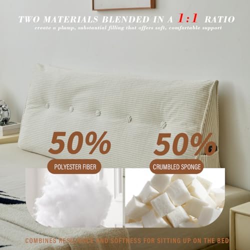 Wedge Headboard Pillow for Bed, Full Dorm Headboard Pillow Support for Sitting - Image 3