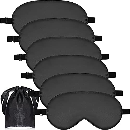 6 Pieces Natural Silk Sleep Mask Soft Eye Mask Adjustable Strap Blindfold by Geyoga