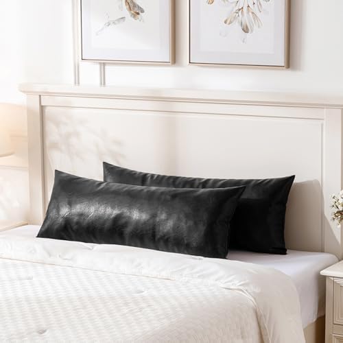 Fancy Homi Black Boho Long Lumbar Faux Leather Body Decorative Throw Pillow - Image 4