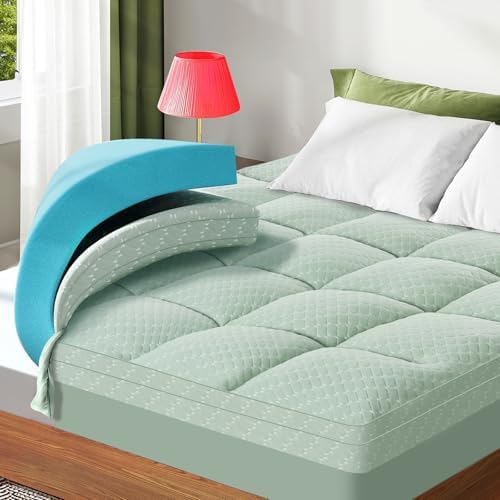 Dual Layer 3 Inch Memory Foam Mattress Topper Queen Size, 2 Inch Gel Memory by VALUXE