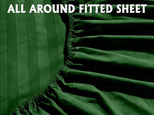 Elegant Comfort 6-Piece Damask Stripe Sheet Set, Hunter Green - Image 4