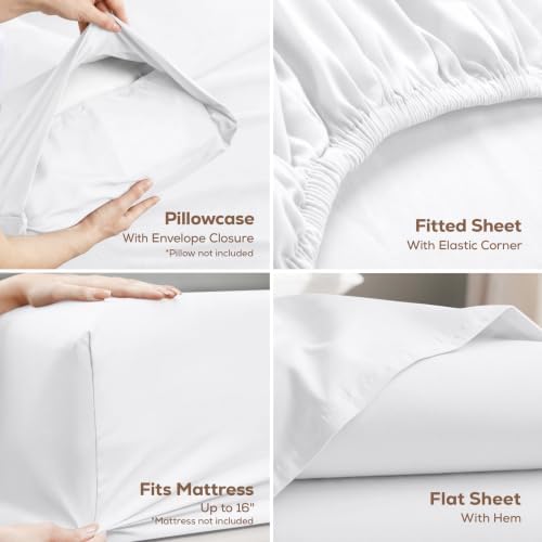 California King Sheet Set, 4 Pieces, Hotel Luxury Bed Sheet 16" Deep - Image 3