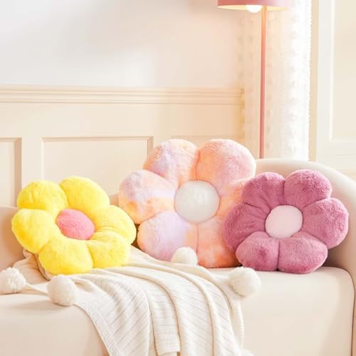 Kcvvcr Dusty Blue Flower Pillow, 17.7" Flower Shaped Plush Decorative Throw - Image 3