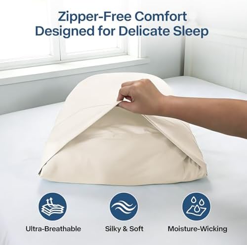 Luxury Cooling Pillowcases Queen Size 2 Pack, Q-Max>0.4 Cool Touch - Image 6