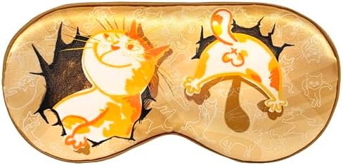 Funny Cat in Cardboard Box Silk Sleep Mask, Cute & Hilarious Design, Vibrant by ANTIBASIC