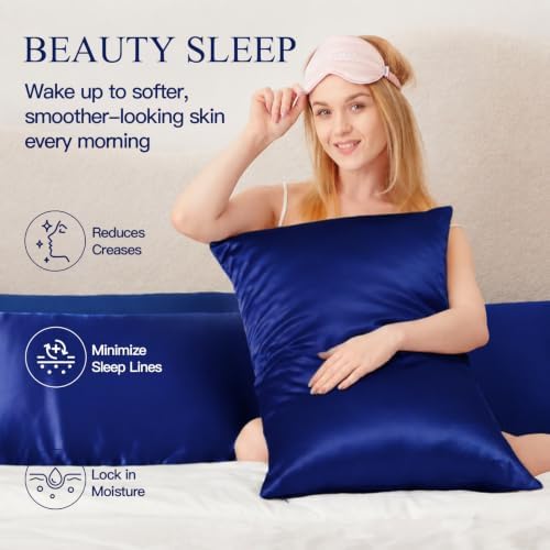 Mulberry Silk Pillow Cases for Hair and Skin, Egyptain Blue - Image 4
