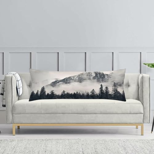 Foggy Forest Body Pillow Cover, Misty Natural Scenery Mountain Landscape Pine - Image 4
