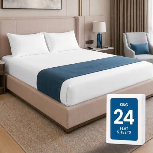 Bulk 24-Pack King Flat Sheet Only, Hotel Top Sheet by UTOPIABEDDING