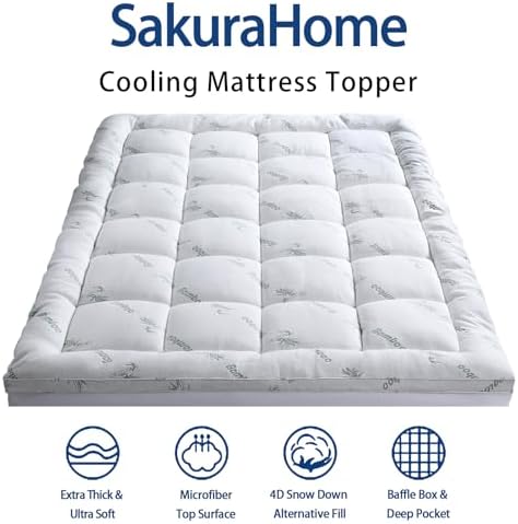 SakuraHome RV Short Queen Mattress Topper, Thick Pillow Top Mattress Pad - Image 2