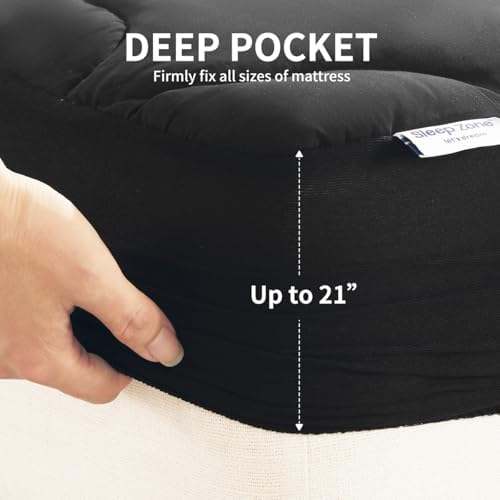 SLEEP ZONE King Size Mattress Pad, Cooling Mattress Topper, Quilted Fitted - Image 5