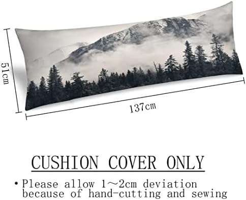 Foggy Forest Body Pillow Cover, Misty Natural Scenery Mountain Landscape Pine - Image 3
