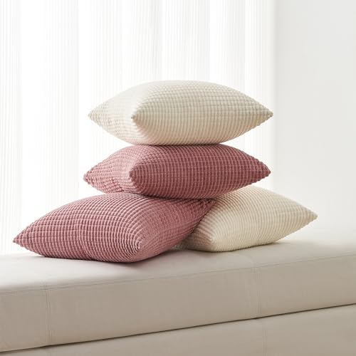 Topfinel 4 Packs Cream White Decorative Throw Pillow Covers 20x20 Inch - Image 2