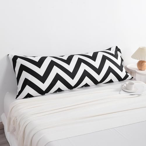 NTBAY Body Chevron Pillowcase, 1800 Thread Brushed Microfiber Black and White - Image 2
