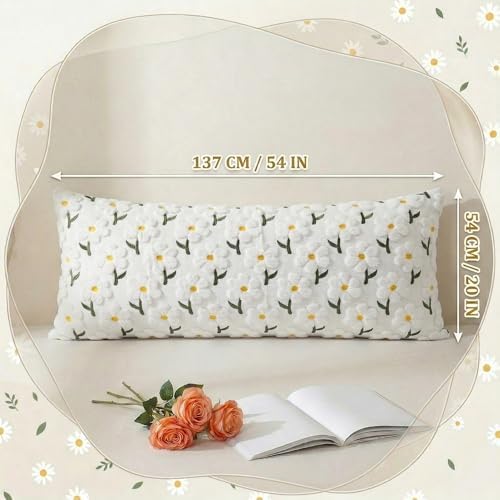 Spring Body Pillow Cover 20x54 Inch, Daisy Pillowcase - Image 3