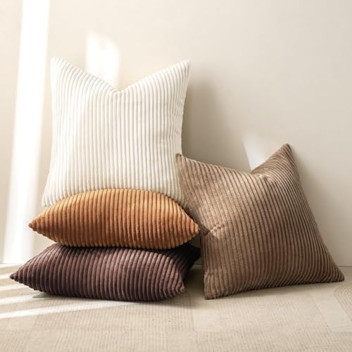 MIULEE Fall Corduroy Decorative Throw Pillow Covers Brown Series 20x20 - Image 7