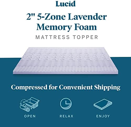 LUCID Lavender Infused 2 Inch Memory Foam Mattress Topper - Image 3