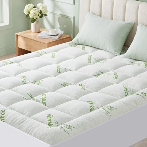King Size Mattress Topper Viscose Made from Bamboo, Extra Thick Quilted Pillow by HYLEORY-YourBeddingExpert