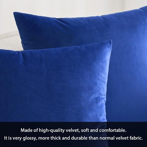 MIULEE Velvet Throw Pillow Covers 20x20 Inch Pack of 2 Royal Blue - Image 2