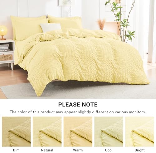 HYMOKEGE Yellow King Size Comforter Set Seersucker 7 Pieces, All Season Luxury - Image 5