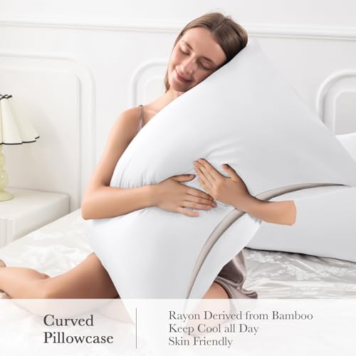 Curved Pillow Case Queen Size, Side Sleeper Pillow Cases Cover Cooling Rayon - Image 4