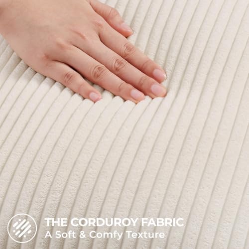 Mecatny Corduroy Fall Throw Pillow Covers 20x20 Set of 2 Cream White - Image 3
