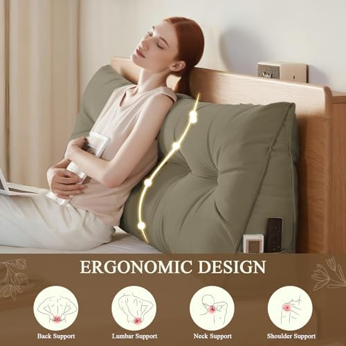 DANGHOOGY Headboard Pillow King, Large Triangular Wedge Headboard Pillow - Image 2
