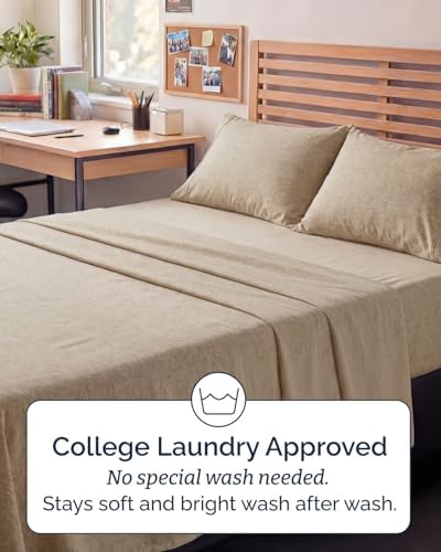 Full XL Sheets - 4 Piece Full XL Sheet Set - Soft & Cooling - Heathered Tan - Image 6
