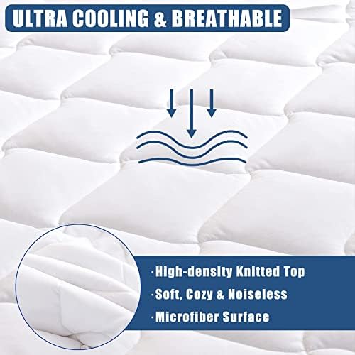 King Quilted Mattress Pad Waterproof Breathable Bed Protector Quiet Fabric - Image 4