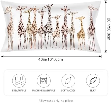 Silk Satin Pillowcase for Hair and Skin, Giraffe Long Pillow Cover King Size - Image 2
