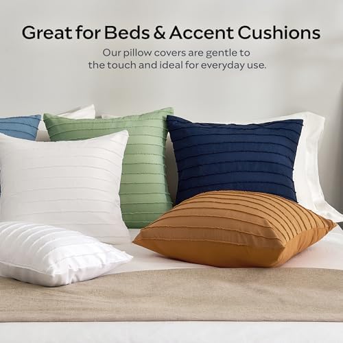 JELLYMONI Navy Blue Striped Tufted Pillowcases 18"x 18" - Image 6