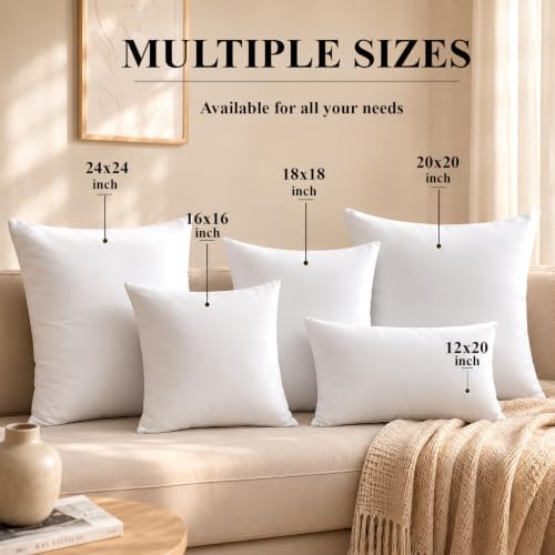 Ridhi White Throw Pillow Inserts, 18x18 Inch, Down Alternative - Image 4