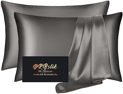 Silk Pillowcase 2 Pack, Natural Mulberry Silk Pillow Case, Anti Acne Silk by HOME
