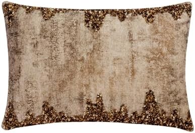 The HomeCentric Decorative Gold Pack of 2, Linen Foil, Beaded & Sequins by TheHomeCentric