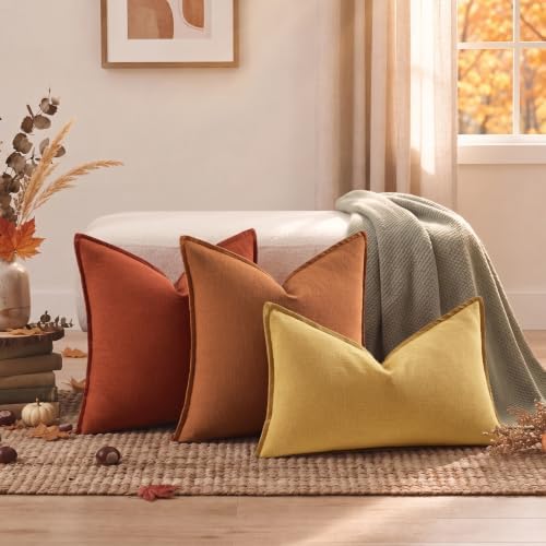 decorUhome Fall Rust Linen Throw Pillow Covers 16x16 Set of 2 - Image 7