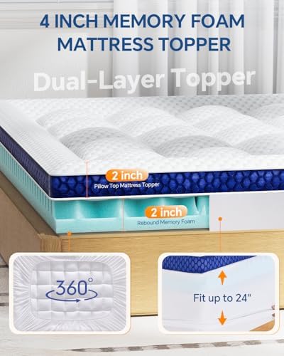 BEDELITE Dual Layer Full Size Memory Foam Mattress Topper - Image 5