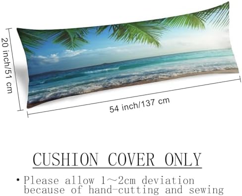 Beach Body Pillow Cover, Sea Ocean Waves Summer Hawaii Tropical Palm Tree Long - Image 3
