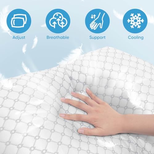 OAISZ Shredded Memory Foam Bed Pillows King Size Set of 2 - Image 2