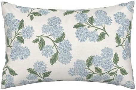 AEIOAE Spring Green Blue Hydrangea Flower Pillow Covers 12x20 Set of 2 - Image 6