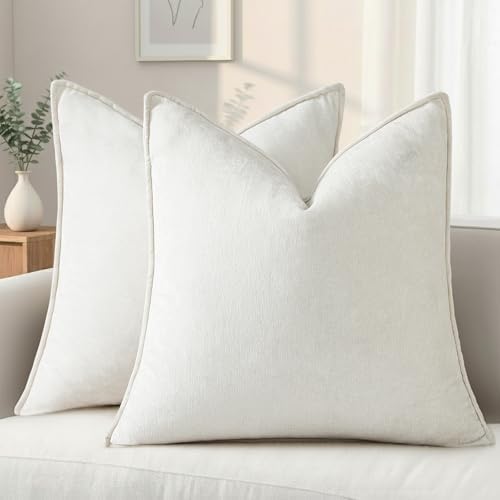 decorUhome Cream White Throw Pillow Covers 26x26 Set of 2 by decorUhome