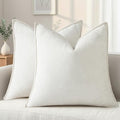 decorUhome Chenille Cream White Velvet Throw Pillow Covers 22x22 Set of 2 by decorUhome