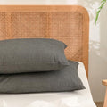 BESTOUCH Washed Cotton Pillowcases Linen Feel Dark Grey Queen by BESTOUCH