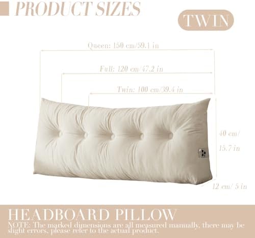 Wedge Headboard Pillow Twin XL, College Dorm Essentials Bed Reading - Image 5