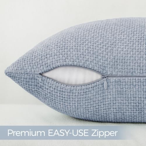 a moment Light Blue Chenille Throw Pillow Covers 22x22 Inch Pack of 2 Modern - Image 5